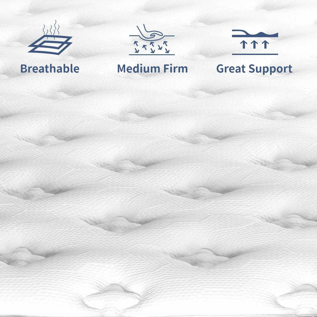 Spaco King Size Compressible Roll Up Mattress, 12 Inch Memory Foam Hybrid Mattress Including Independent Bagged Springs, Medium Firm Support, Gray