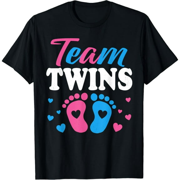 Team Twins Gender Reveal Twin Mom and Dad Boy Girl T-Shirt