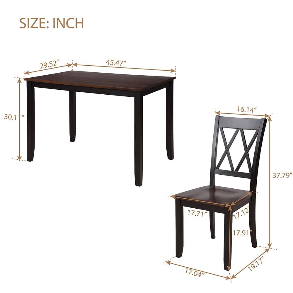 Kepooman 5-Piece Wooden Dining Table Set, Black & Cherry Kepooman 5-Piece Wooden Dining Table Set, Black & Cherry