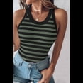 thumbnail image 4 of Camisetas Deportivas A Rayas para Mujer con Sujetador Incorporado para Entrenamiento Físico y Running. Negro y Verde M, 4 of 7
