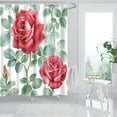 thumbnail image 4 of Guanhe Valentine's Day Shower Curtain, Boho Rose Floral Print Red Waterproof Shower Curtains Bathroom Accessories(71''x47.3''), 4 of 4