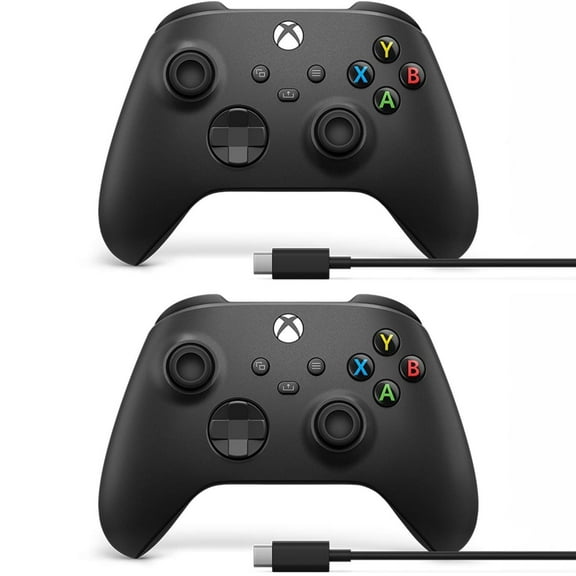 Microsoft Xbox Wireless Controller w/ USB-C Cable for PC, Carbon Black, 1V8-00001 (2-Pack)