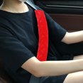 thumbnail image 2 of 4 Pcs Coussinets de Ceinture de Sécurité en Peluche Rouge pour Voiture, 2 of 7