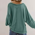 thumbnail image 5 of UVEASISHA Womens Baggy T Shirts Long Sleeve V Neck Sweatshirts Dressy Casual Loose Fit Solid Color Pullover Tops Fashion Tshirts for Women 2024 Fall Outfit Prime Big Deal Days,Army Green,M, 5 of 8