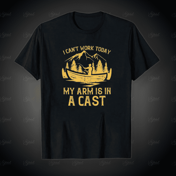 Arm In A Cast Funny Fishing Injury Fisherman Gift Unisex T-Shirt, for Men & Women, up to Size 5XL
