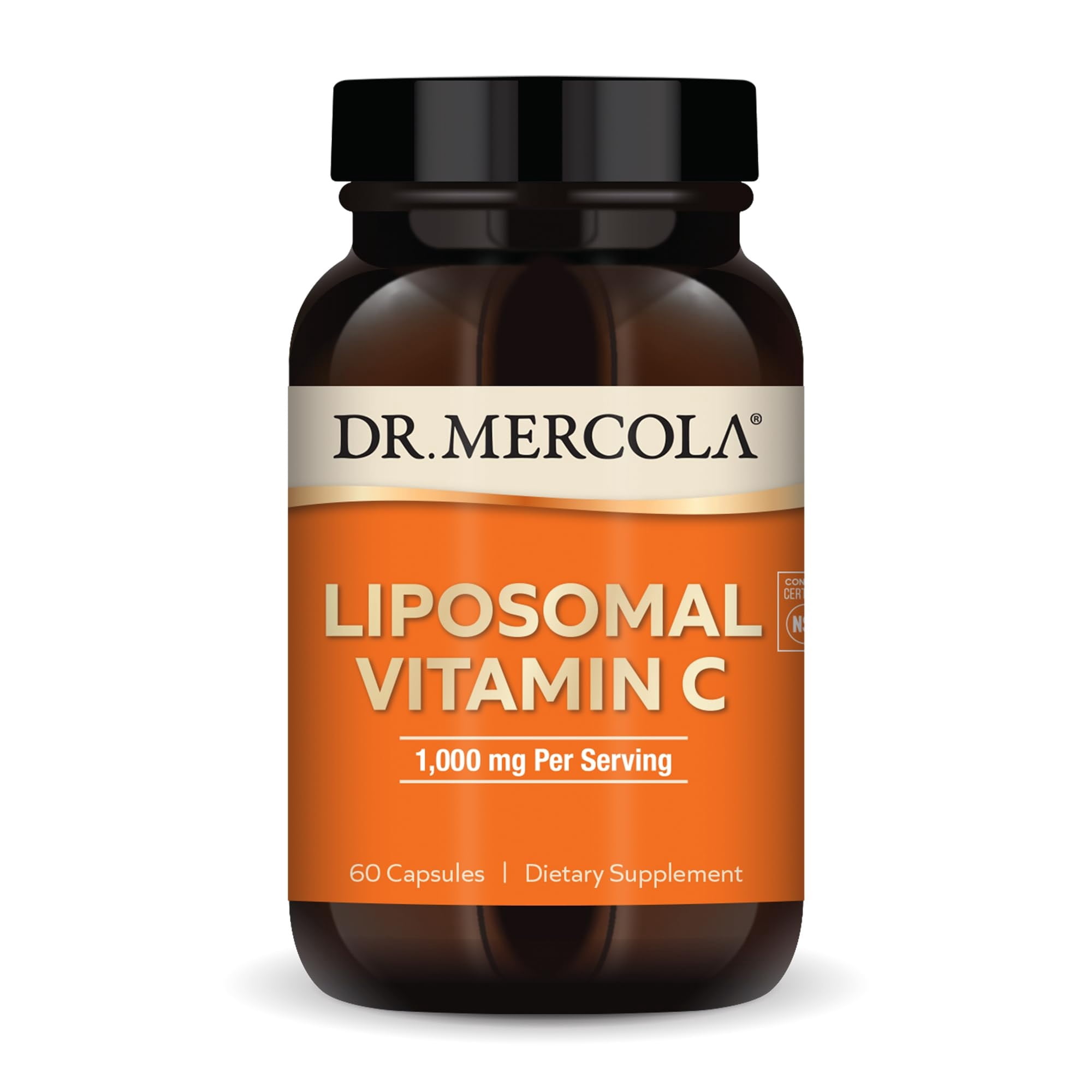 Dr. Mercola Liposomal Vitamin C - Brain, Heart, Eye & Immune Support - Provides 1,000 mg of Bioavailable Vitamin C - Non-GMO, Gluten-Free & Soy-Free - 60 Capsules (30 Servings)