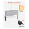 thumbnail image 4 of Full Size Headboard, Adjustable Height Diamond Tufted Headboard, 56.3" Wide, Comfortable Linen Upholstery for Bed, Bedroom Decor, Hotel, Dorm - Light Grey, 4 of 6