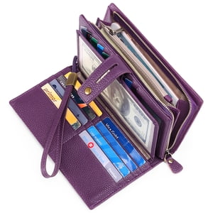 Sendefn Women's Top-Grain Leather Wristlet Wallet with RFID Blocking