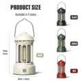 thumbnail image 3 of European Roman Pillar Vintage Camping Lantern Flashlight Rechargeable Lamp with Hook Warm White Light for Camping, Exploring (Black-USB L800BR), 3 of 7