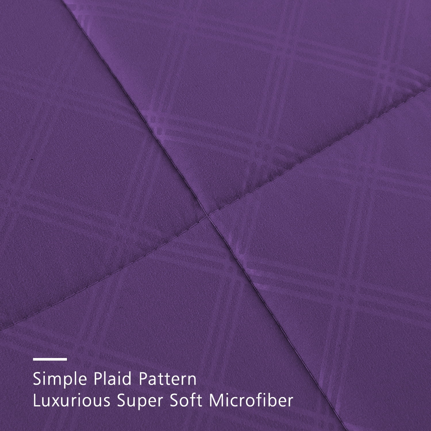 10 Pieces Bed in a Bag Bedding Comforter Set,Quilted Diamond Pattern, King,Purple