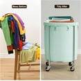 thumbnail image 6 of Laundry Basket with Wheels, 170L Rolling Laundry Hamper with Removable Bag and Steel Frame, Round Laundry Cart with 4 Casters and 2 Brakes, Ideal for Bedroom, Bathroom, Laundry Room, Mint Green, 6 of 8
