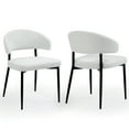 thumbnail image 2 of Set of 2 Ayoka White Boucle Dining Chairs with Black Iron Legs, 2 of 7