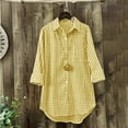 thumbnail image 2 of Plaid Collared Long Sleeve Button Down Shirt for Women Comfortable Linen Blend Casual Tops, 2 of 6