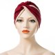 thumbnail image 3 of Turbante musulmán para mujer con antebrazo plisado cruzado y costura bicolor de India retorcida, 3 of 6