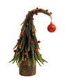 thumbnail image 3 of Christmas Tree Tabletop Decor, Bent Artificial Small Xmas Tree with Red Berries & Ornament Ball, Potted Christmas Centerpiece for Mantel, Shelf, Dining Table, Farmhouse Indoor Holiday Party Decor, 3 of 7