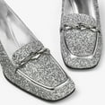thumbnail image 3 of FSJ Women Dress Square Closed Toe Loafer Shoes Comfort Chunky High Heeled Pumps with Chain Decor Soft Color All Seasons for Lady, 3 of 6