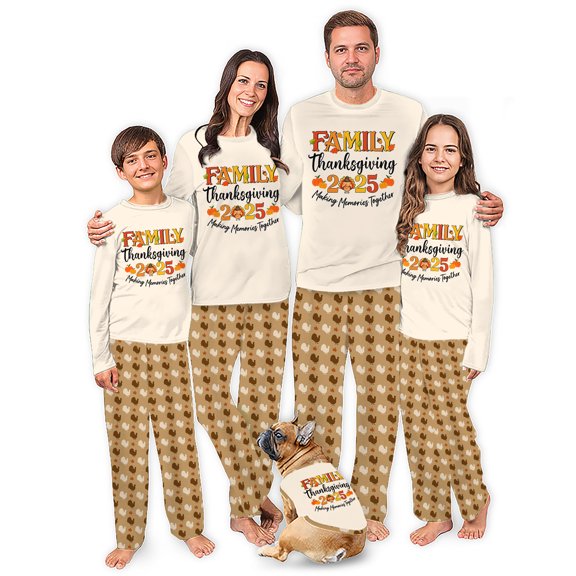 Family Thanksgiving Matching Pajamas 2025, Thankful Pajamas With Plus Size, Size NB - Men 6XL