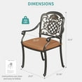 thumbnail image 3 of Studyset Outdoor Dining Chairs Set of 2,Cast Aluminum Patio Chairs with Cushions,Backrest and Armrest,Weather-Resistant,All-Weather Patio Seating for Garden,Backyard,Deck,Balcony,Indoor Use(Brown), 3 of 7
