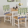 thumbnail image 5 of Spring Floral Chair Covers Set of 4 Watercolor Blue Purple Floral Leaf Butterfly Linen Texture Chair Back Covers Stretch Removable Washable Slipcovers Protector for Dining Room Kitchen Party Decor, 5 of 9