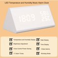 thumbnail image 3 of Wooden Alarm Clock with LED Digits, 11 Alarm Tones, MDF & ABS Material, Voice Control & Weekend Alarm Function for Bedroom, Bedside LED Clock, Temperature & Date Display, 3 of 7