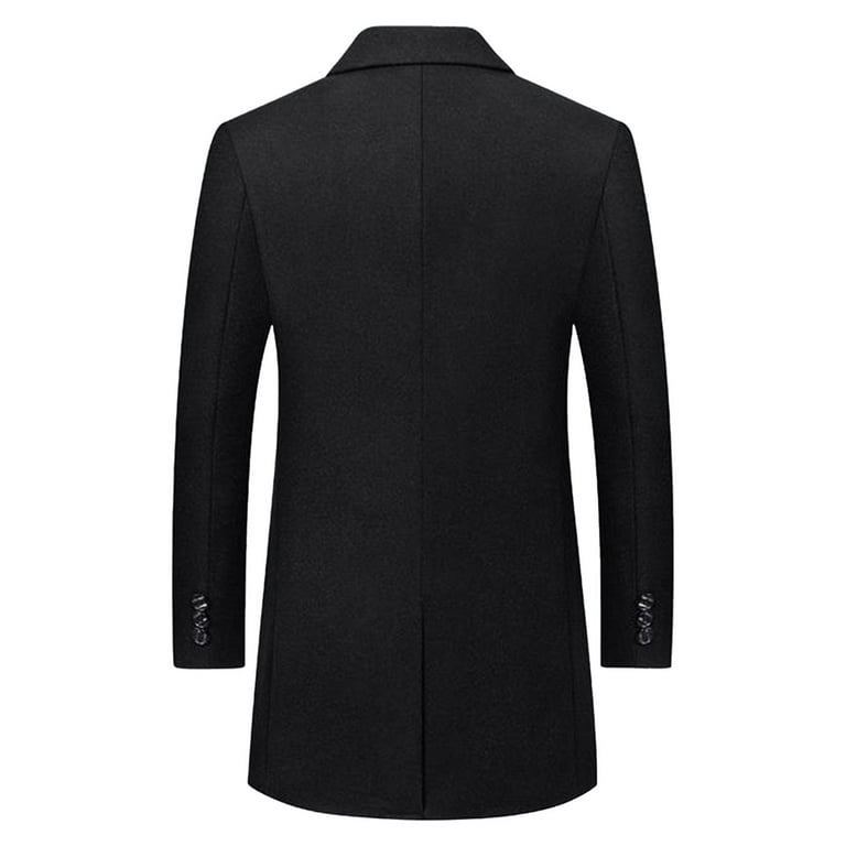 Mens Trench Coat Blazer Peacoat Winter Long Mid Length Business
