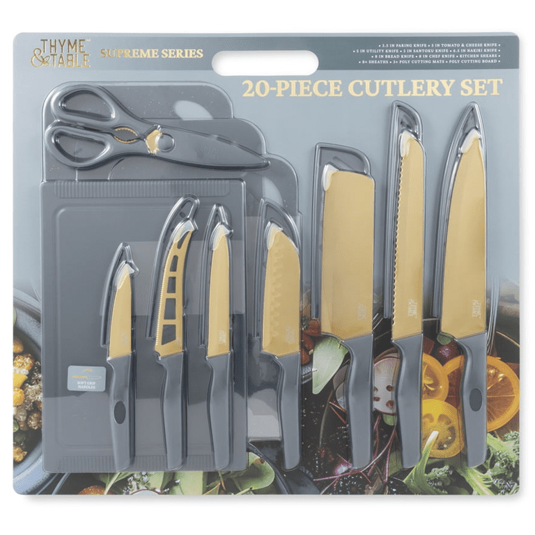 Thyme & Table 20-Piece Knife Set - Blue - Walmart.com