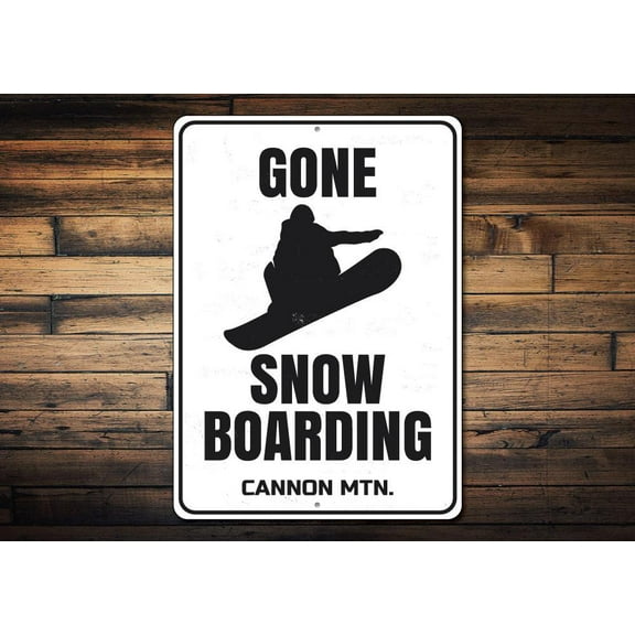 Gone Snowboarding Novelty Sign, Metal Wall Decor - 10x14 inches