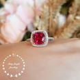 thumbnail image 2 of Cushion cut halo design genuine lab grown ruby engagement ring, July birthstone promise ring,, 2 of 4