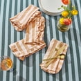 thumbnail image 2 of Beautiful Ruffle Stripe 4-Piece Napkin Set by Drew Barrymore, Coral Rose, 19"W x 19"L, 2 of 6