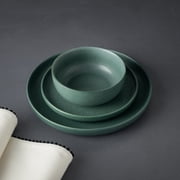 Thyme & Table 12-Piece Stoneware Dinnerware Set, Caspian Green