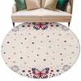 thumbnail image 2 of Butterfly 4th of July Round Area Rug 7 FT,Non Slip Living Room Area Carpet,Independence Day Star Blue Red Rustic Washable Soft Circular Rug Floor Carpet for Bedside Office Play Room Classroom, 2 of 9