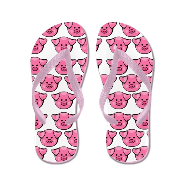 CafePress Cute Pink Pigs Flip Flops, Funny Thong Sandals, Beach
