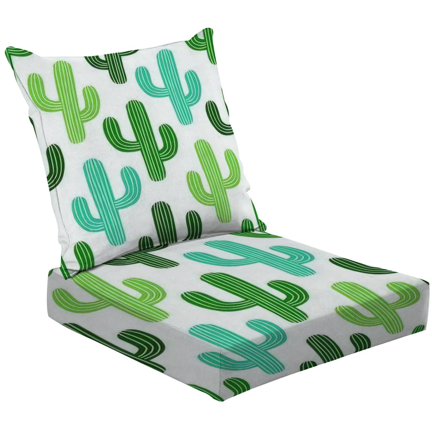 2Piece Deep Seating Cushion Set Cute hand drawn cactus seamless