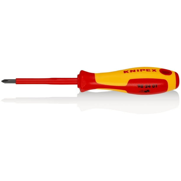 KNIPEX 98 24 01 Desarmador para tornillos cruciformes Phillips© mango aislante en dos componentes, según norma VDE bruñido 187 mm