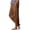 01# Brown, variant on Linen Capris Pants for Women,High Elastic Waisted Drawstring Crop Trouser,Straight Wide Leg Cropped Pant with Pockets Navy L