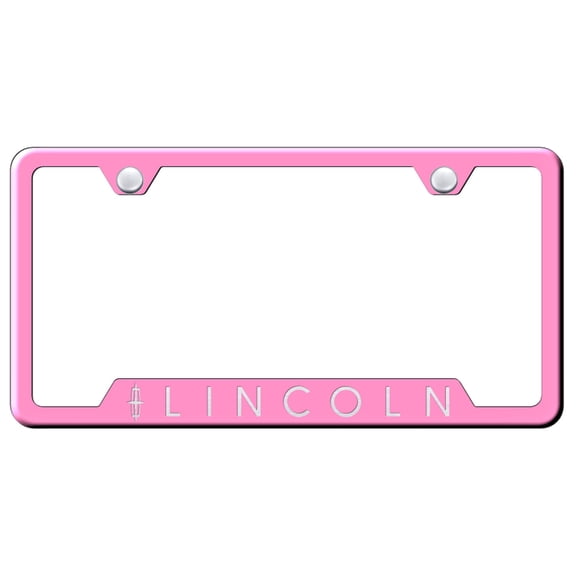 Lincoln Laser Etched Logo Cut-Out License Plate Frame (Pink)