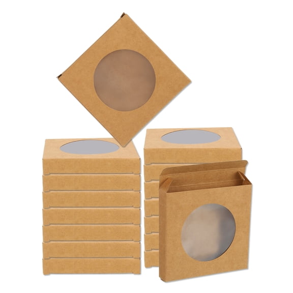 16Pcs Soap Packaging Boxes 3.5 x 3.5 x 0.6 Inch Kraft Soap Box for Bakery Candy Packaging Jewelry Display (Brown)