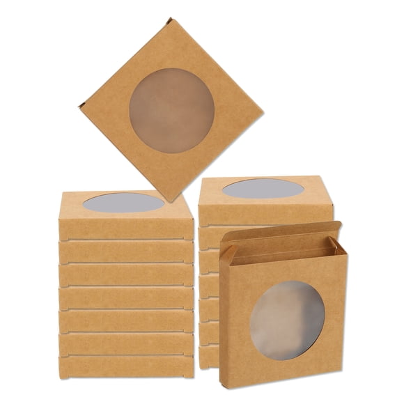 16Pcs Cajas de Embalaje de Jabón 3.5 x 3.5 x 0.6 Pulgadas Caja de Jabón de Kraft para Panadería, Embalaje de Caramelos, Exhibición de Joyería (Marrón)