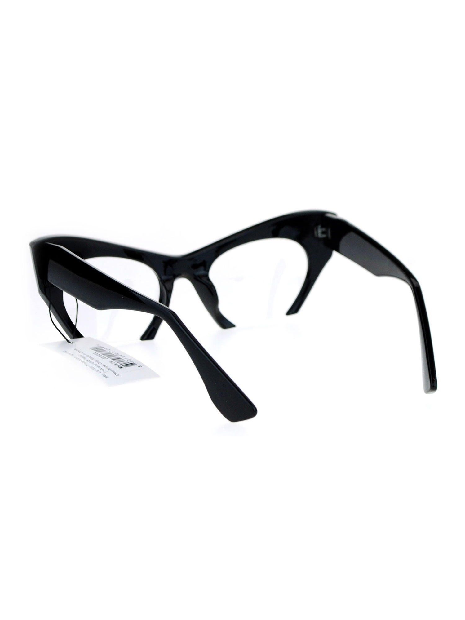 SA106 High Fashion Runway Croped Exposed Lens Cat Eye Glasses 2 clear one size Tortoise