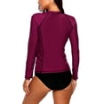 thumbnail image 2 of Charmo Women's Zip Front Long Sleeve Rash Guard Top Sun Protection Swim Shirt, 2 of 9