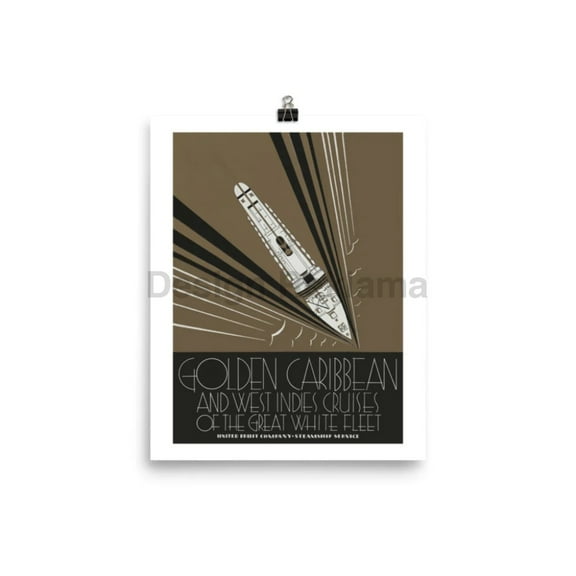 Golden Caribbean Cruises United Fruit Company, 1937. Unframed Vintage Travel Poster