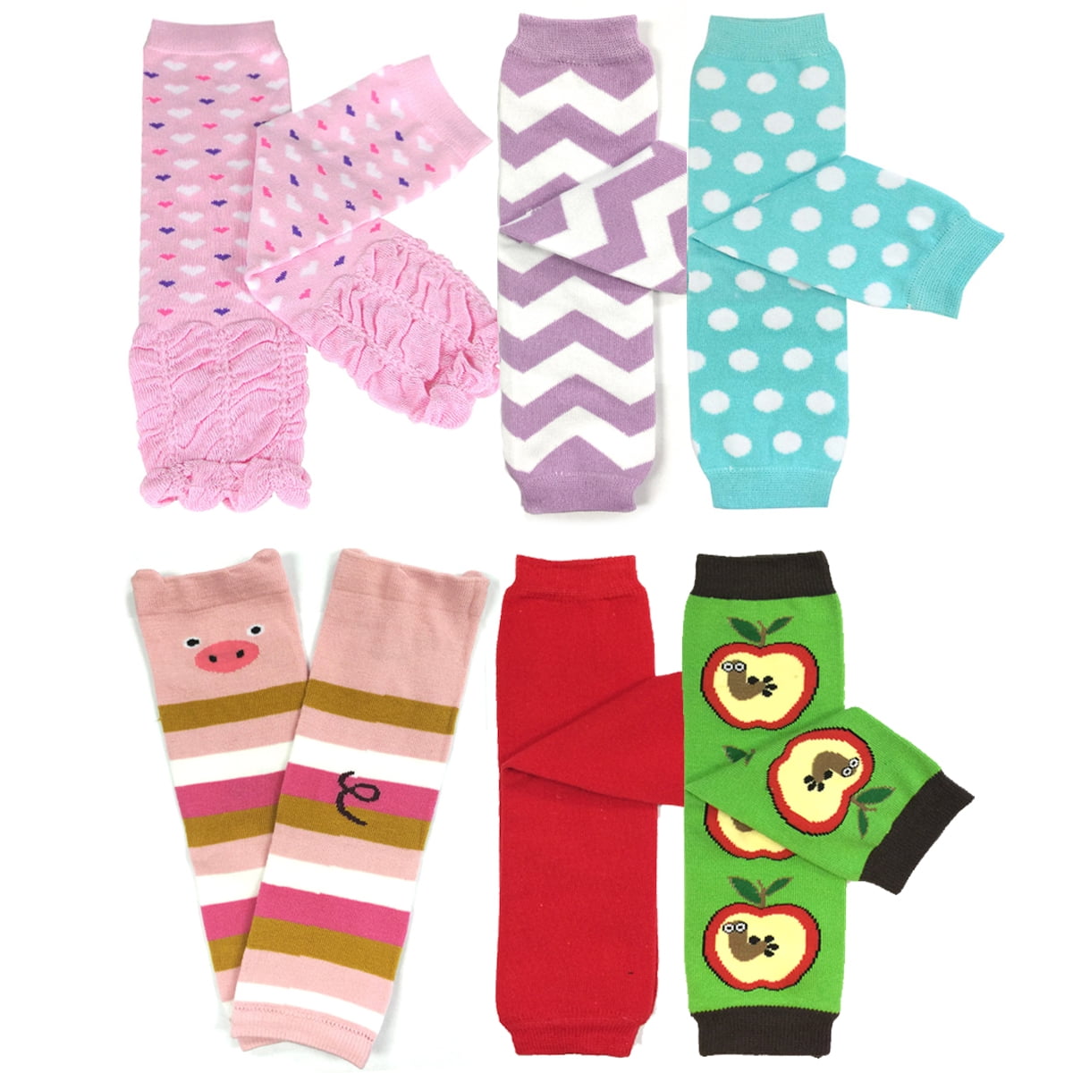 Wrapables® Baby & Toddler Girls Set of 6 Assorted Leg Warmers, GS02