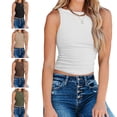 thumbnail image 4 of Camiseta sin mangas para mujer, cuello redondo, tejido, espalda abierta, chaleco sin espalda para uso de verano, 4 of 6