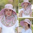 thumbnail image 3 of Cheers US Women Girls Lady Sun Hat Foldable Wide Brim UV Cotton Ponytail Summer Hat Fishing Hat with Detachable Flap, 3 of 7