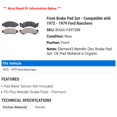 thumbnail image 2 of Front Brake Pad Set - Compatible with 1972 - 1979 Ford Ranchero 1973 1974 1975 1976 1977 1978, 2 of 2