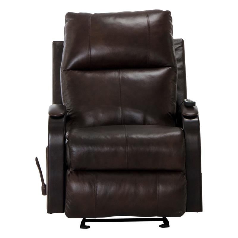 Buy Conway Glider Recliner with Heat & Massage ini Brown Top Grain