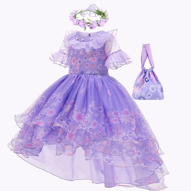 Disney Girls Encanto disfraz princesa Isabella vestido encanto para niños Halloween Cosplay carnaval cumpleaños fiesta Navidad ropa 5-6T (etiqueta 130) Gao Jinjia LED