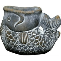 Classic Home and Garden Indoor/Outdoor Cement Planter with Drainage Hole, Largemouth Bass, Gray, 5.5"