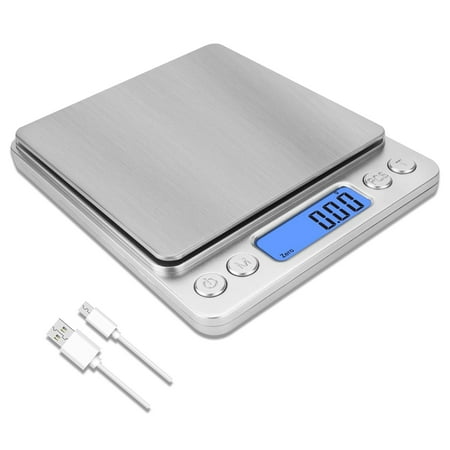 

Gram Scale 500g/ 0.1g Mini Pocket Food Scale with 2 Trays LCD Tare Function Digital Kitchen Scale for Cooking Baking Jewelry Herbs (Battery Not Included)