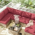 thumbnail image 3 of Pakunoda 14 Pieces Outdoor Replacement Cushions, 5” High-Density Foam Sectional Cushions Couch, 6 Seat Patio Conversation Sets for Rattan Wicker, Liner&Cover, Fuchsia Red, 3 of 7